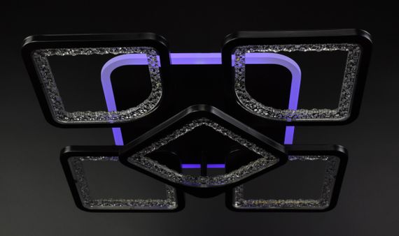 Люстра світлодіодна стельова LED світильник для квартири на стелю лед з пультом 25991 Чорний 11х40х40 см. | Зображення 7