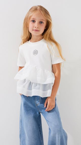 Блуза однотонна для дівчинки DomeiLand 851050 128 см Білий shop (2000999436888)