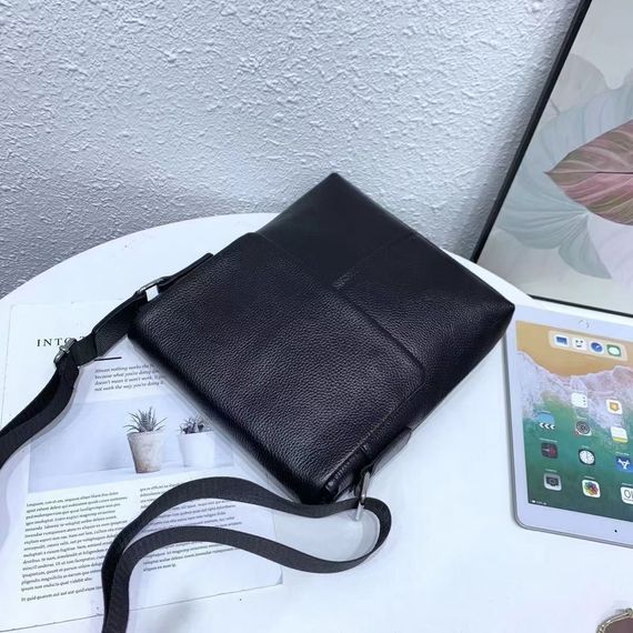 Шкіряна чоловіча сумка через плече м'яка чорна Tiding Bag 12977 | Зображення 2