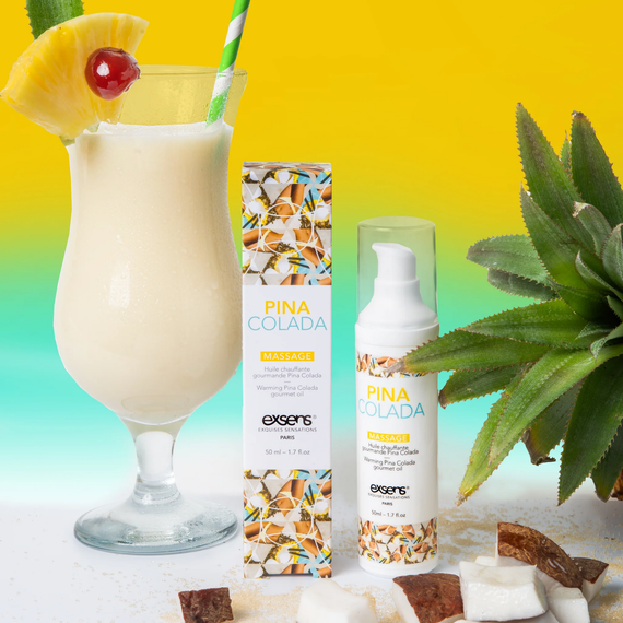 Массажное масло EXSENS Pina Colada 50мл разогревающее, без сахара, без парабенов, съедобное | Зображення 4