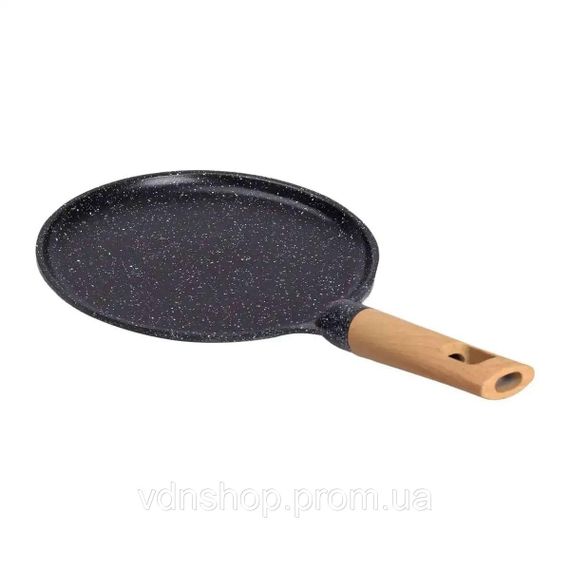 Алюмінієва млинцева сковорода з мармуровим антипригарним покриттям Ø 22 см, товсте дно MGC Black HP-4-427B | Зображення 2
