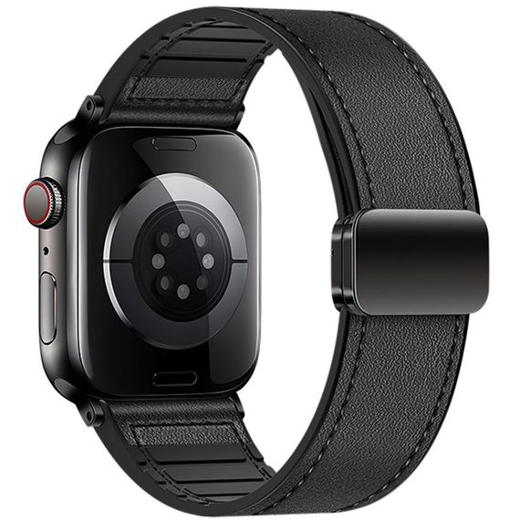 Ремешок Hoco WA34 Basic magnetic buckle silicone leather strap для Apple watch 38/40/41/42mm Black | Зображення 1