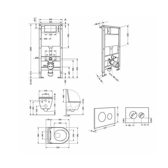 Готовое решение Qtap для ванной комнаты: подвесной унитаз Robin ML Ultra Quiet 520x365x365 + комплект инсталляции Standard | Зображення 1