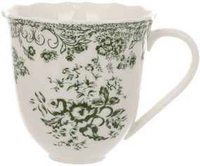 Набір 6 порцелянових кухлів "Vintage Rose" 350мл, зелений орнамент