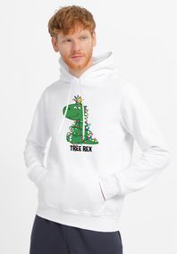 Худі чоловіче біле з принтом "Tree Rex", 2XL