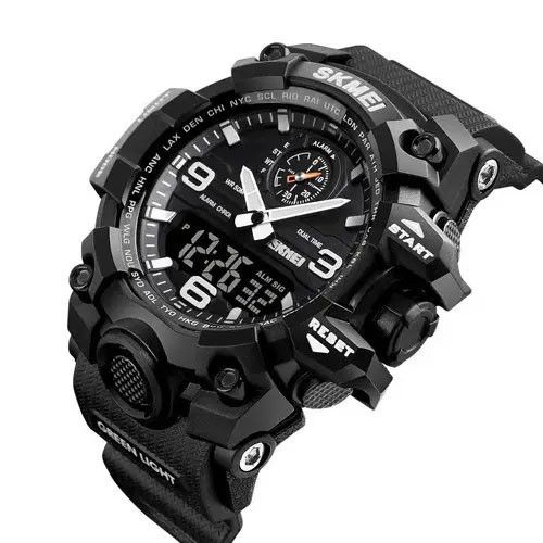 Хороший наручний годинник чоловічий SKMEI 1586BK BLACK, Військовий годинник з підсвічуванням TB-90 | Зображення 6