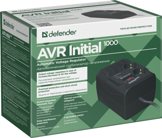 Мережевий фільтр Defender AVR Initial 1000 (99018) | Зображення 1