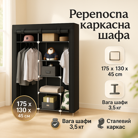 Шафа каркасна розбірна WARDROBE, Шафа тканинна металева Компактна каркасна для одягу YT-28