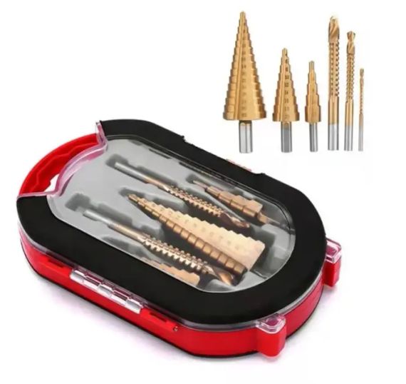 Набір східчастих свердлів з титановим покриттям 6 штук у кейсі