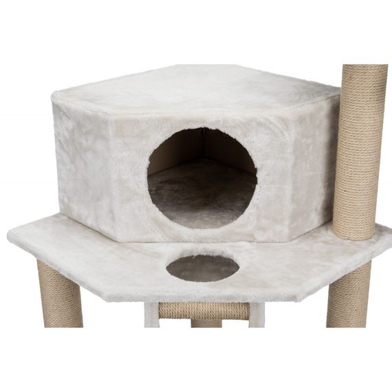 Дряпка-комплекс Trixie Marlena для котів з іграшкою на мотузці джут/плюш світло-сіра 60х60х151 см | Зображення 2