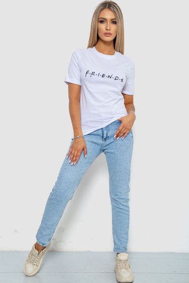 Футболка жіноча з принтом, колір білий, 238R57396 | Зображення 1