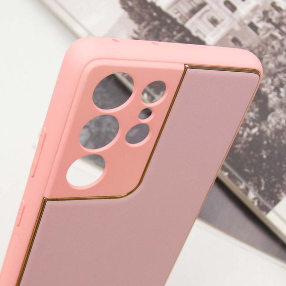 Шкіряний чохол Xshield для Samsung Galaxy S21 Ultra Рожевий / Pink | Зображення 4