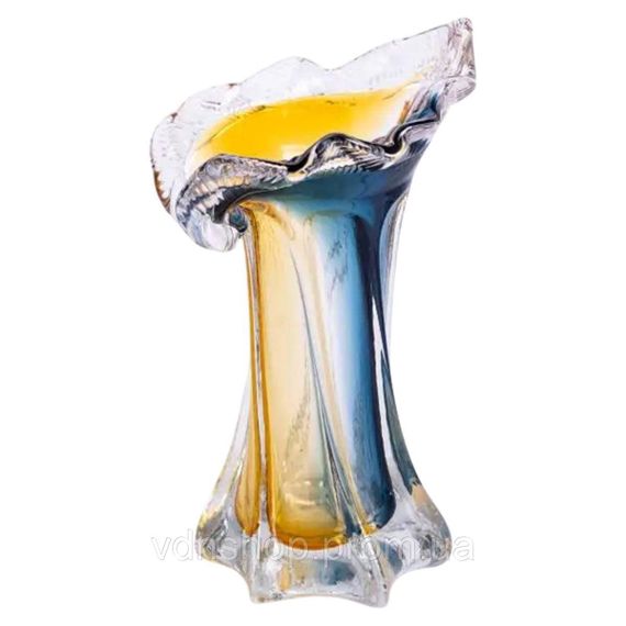 Декоративна скляна ваза для квітів 22 см фігурна ваза 200 мл Жовто-синя HP-9-6 | Зображення 1