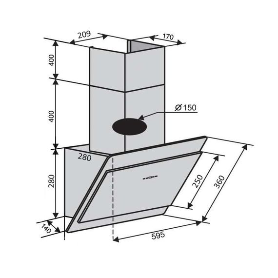 Вытяжка наклонная белая VENTOLUX VIENNA 60 WH (800) TC | Зображення 5