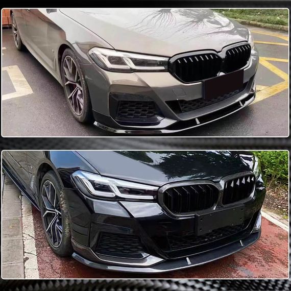 Накладка на передній бампер Lip V1 (для M-Sport 2021-2024 , Карбон) для BMW 5 серія G30/31 рр | Зображення 2