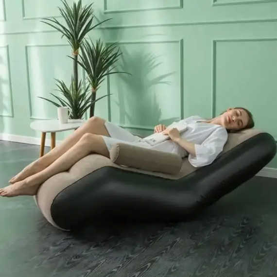 Надувне крісло з підлокітниками 140*85*80 см з електронасосом у комплекті, з м'якого велюрового покриття | Зображення 5