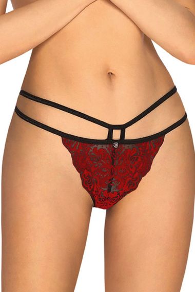 Трусики бразиліана Obsessive Sugestina Бордово-чорний L/XL