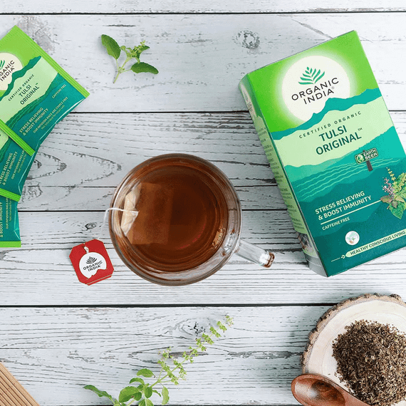 Органічний індійський чай Тулсі оригінальний  25 чайних пакетиків Organic India 801541050505 | Зображення 3