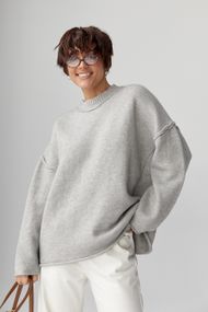 Теплий вільний джемпер зі швами назовні - сірий цвет, ONE SIZE (є розміри)