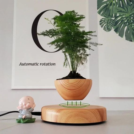 Магнітний левітаційний горщик для рослин HCNT Magnetic Levitating Pot M10-PS Wood Grain | Зображення 2