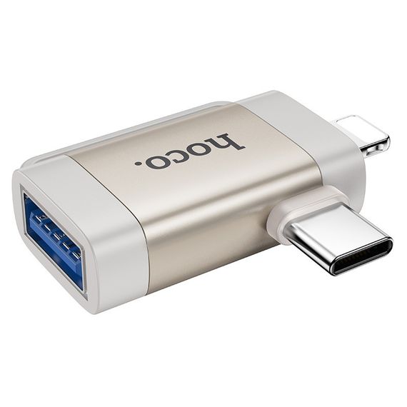 Переходник Hoco UA31F OTG 2in1 Lightning male/Type-C male to USB female | Зображення 2