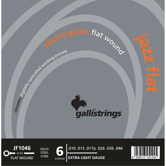Струни для електрогітари Gallistrings JF1046 (.010-.046), Jazz Flat, EXTRA LIGHT, Polished Steel