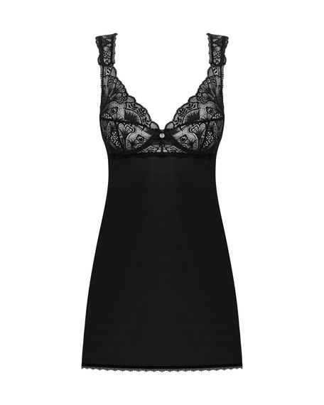 Сорочка бебі-дол з мереживом на грудях Obsessive Donna Dream babydoll XS/S Black, стрінги | Зображення 2