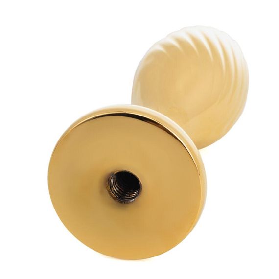 Металлическая анальная пробка Кроличий хвост LOCKINK SEVANDA White Bunny-Tail Anal Pear-shape Plug Sex Aura | Зображення 3