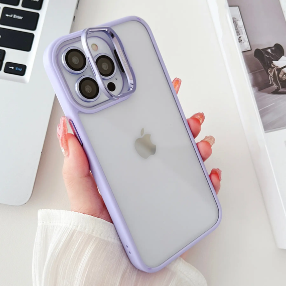Чехол с подставкой и стеклом на камеру Lens Shield для iPhone 13 Pro Max цвет Лавандовый | Зображення 1