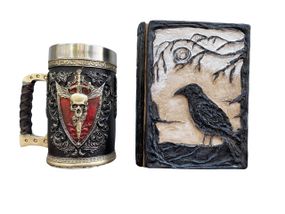 Подарунковий набір Кухоль 3D Крилатий Череп і Блокнот 3D «Тінь Ворона»