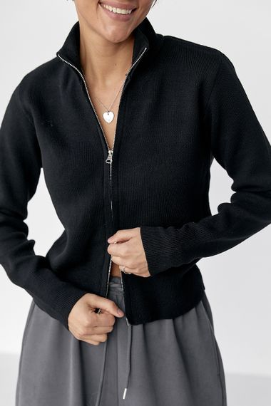 Трикотажний жіночий кардиган - чорний цвет, ONE SIZE (є розміри) | Зображення 3