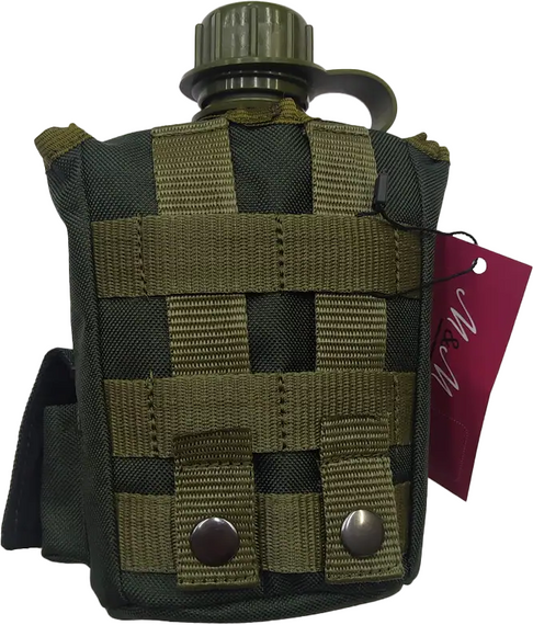 Фляга пластикова 1000 мл хакі в чохлі М&М 2 Olive green Хакі (213392) | Зображення 3