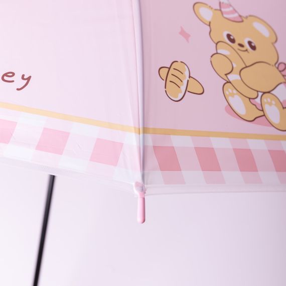 Класична дитяча парасолька-тростина напівавтомат з поліестеру міцна надійна 8 спиць діаметр 94 см Рожевий HP-23-11P | Зображення 7