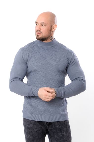 Утеплений чоловічий джемпер однотонний  з високим коміром Носи своє XL Графітовий (p-18083-213525)