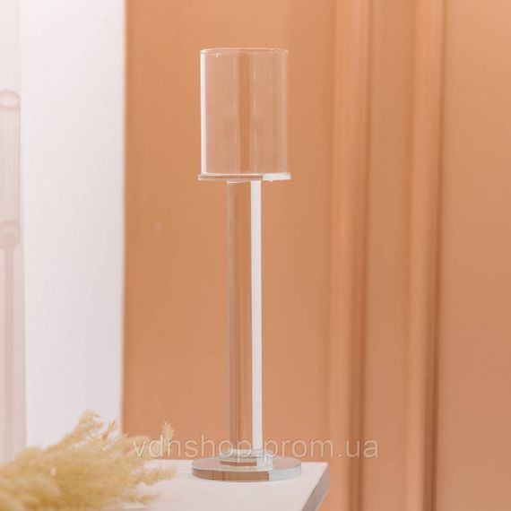 Підсвічник скляний на ніжці 8×31 см підсвічник келих декоративний прозорий HP-4-43S | Зображення 3
