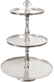 Блюдо фуршетна стійка "Amber" 3 яруси Ø46/Ø56/Ø70см, висота 100см, метал, срібло