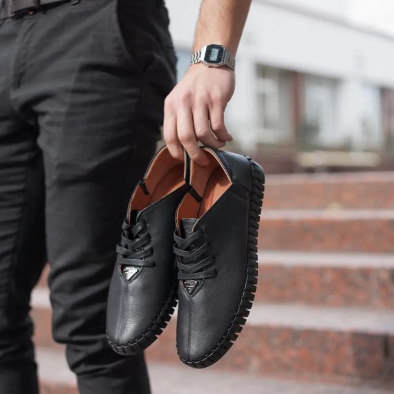 Туфлі чоловічі з натуральної шкіри Prime Shoes чорні 43 розмір | Зображення 1