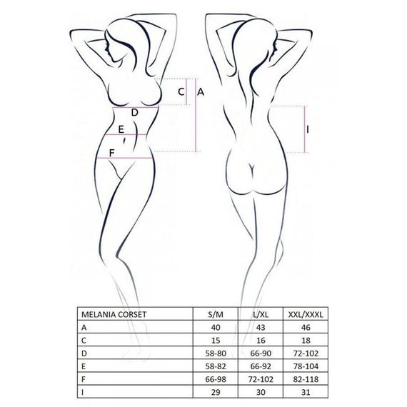 Корсет с пажами MELANIA CORSET black L/XL - Passion, трусики, полупрозрачный | Зображення 2
