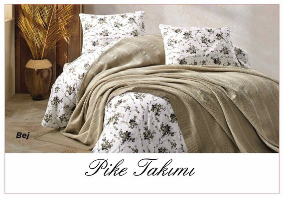 Постельное белье с вафельным покрывалом La Villa Mavi светло серый | Зображення 3