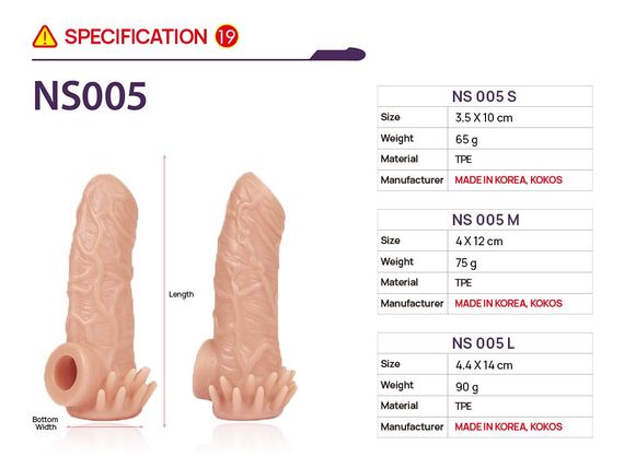 Насадка на член Kokos Nude Sleeve NS 005 L | Зображення 3