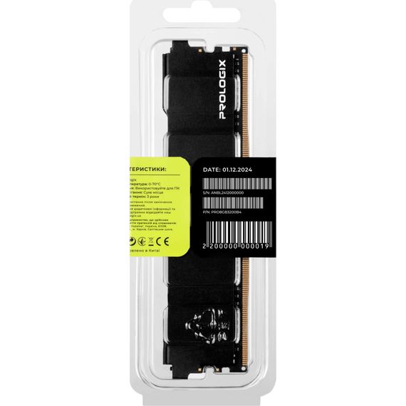 Модуль пам'яті для комп'ютера DDR4 8GB 32GB 3200 MHz Black Prologix (PRO8GB3200B4) | Зображення 4