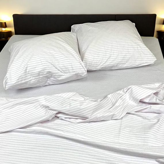 Комплект постільної білизни Євро MakSon Elegant White, страйп-сатин, 100% бавовна (012-1200220С) | Зображення 1