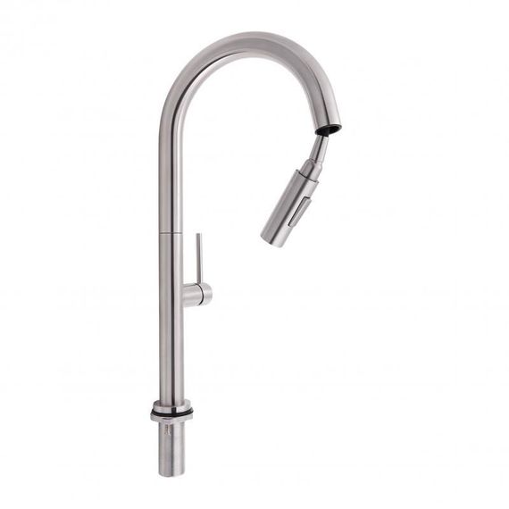 Смеситель для кухни Qtap Lenicka с выдвижным изливом QTLEN9138103UN Brushed Nickel PVD | Зображення 2