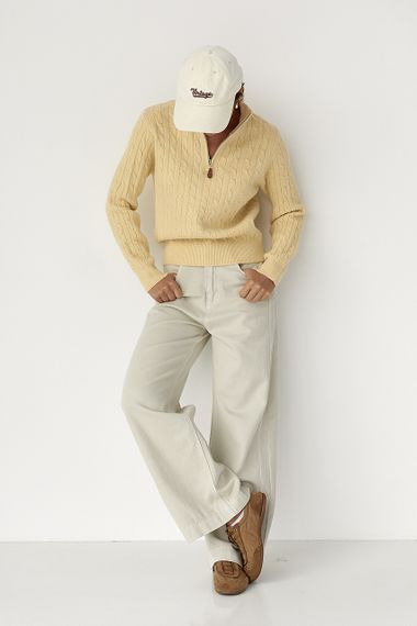 Теплий светр із блискавкою на горловині - лимонний цвет, ONE SIZE (є розміри) | Зображення 2