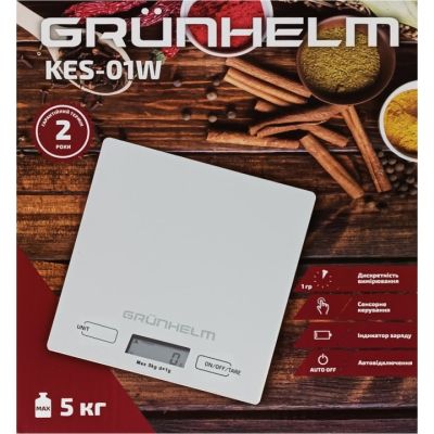 Весы кухонные Grunhelm KES-01W | Зображення 2