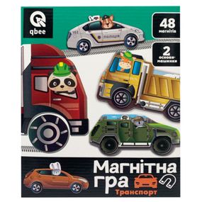 Детская магнитная игра "Транспорт" QB600-002, 48 магнитов, 2 основания-машинки