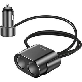 АЗУ 2USB Baseus High Efficiency + Two Cigarette Lighter (3.1 A) (CRDYQ-01) Black