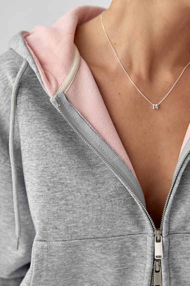 Теплий спортивний костюм з капюшоном із рожевим начосом - сірий цвет, M/L (є розміри) | Зображення 3