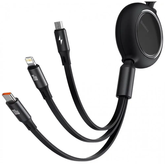 Кабель Baseus Bright Mirror Series II Retractable 3 in 1 Fast Charging Type-c to M+L+C 100 кабель 3 в 1 | Зображення 2