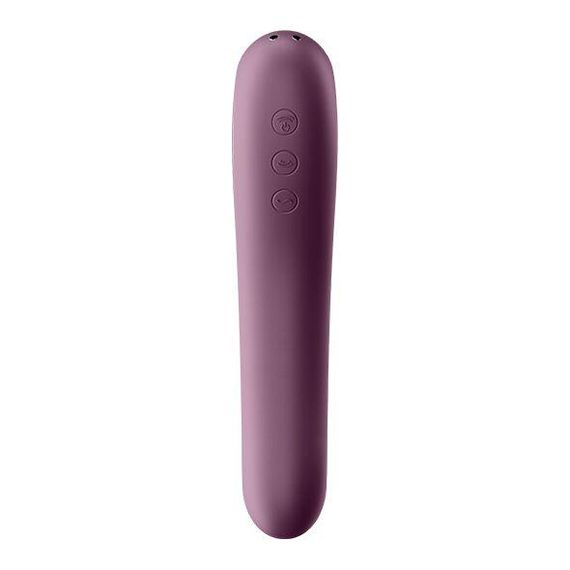 Вакуумний стимулятор з вібрацією Satisfyer Dual Kiss, Бордовий | Зображення 3